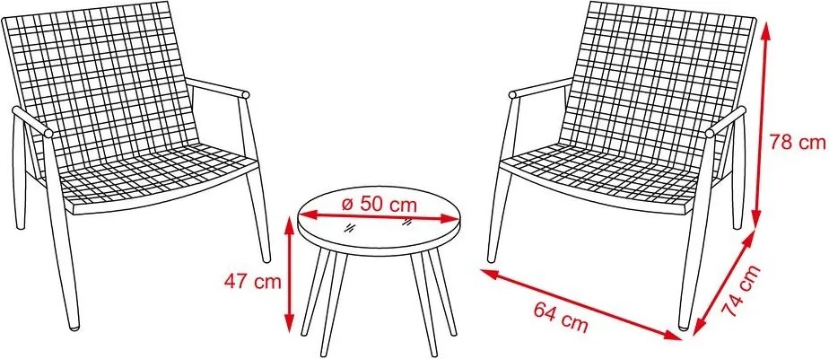 Set mobilier de grădină 3 piese Avenberg BORNEO