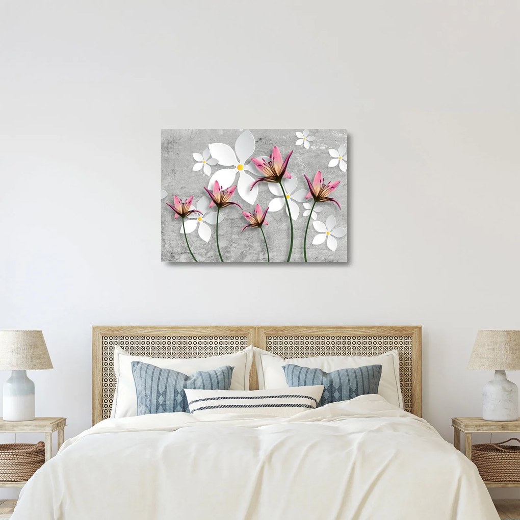 Tablou pe sticlă cu abstracție florală (70x50 cm)