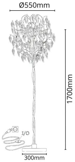 Lampadar de cristal 5xG9/40W/230V negru