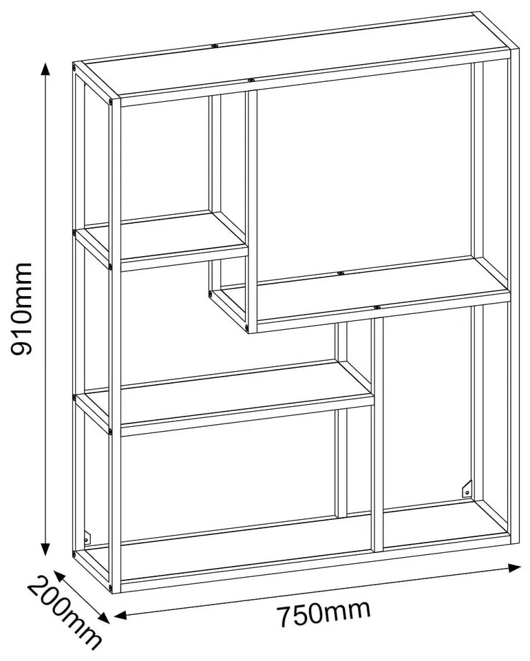 Bibliotecă de perete în decor de stejar sălbatic Actona Seaford, 75 x 91 cm