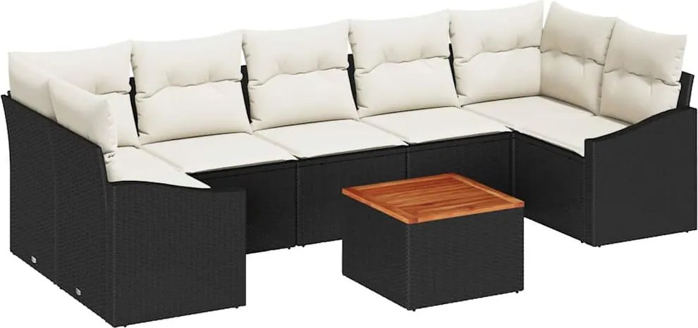 vidaXL Set de canapele pentru grădină 8 pcs Negru și Crem poliratan