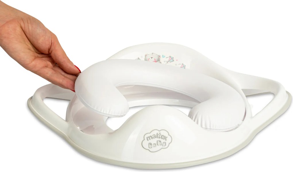 ,œ Set complet Reductor Toaleta cu Colac Moale + Inaltator Baie Antiderapant, Zebra Gri , Maltex Baby