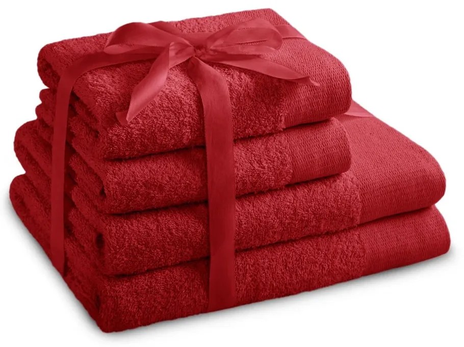 Prosoape de baie roșii 4 buc. din bumbac din frotir Amari – Restilo
