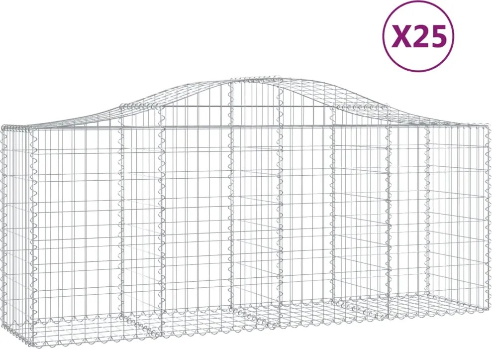 vidaXL Coșuri gabion arcuite 25 buc, 200x50x80/100 cm, fier galvanizat