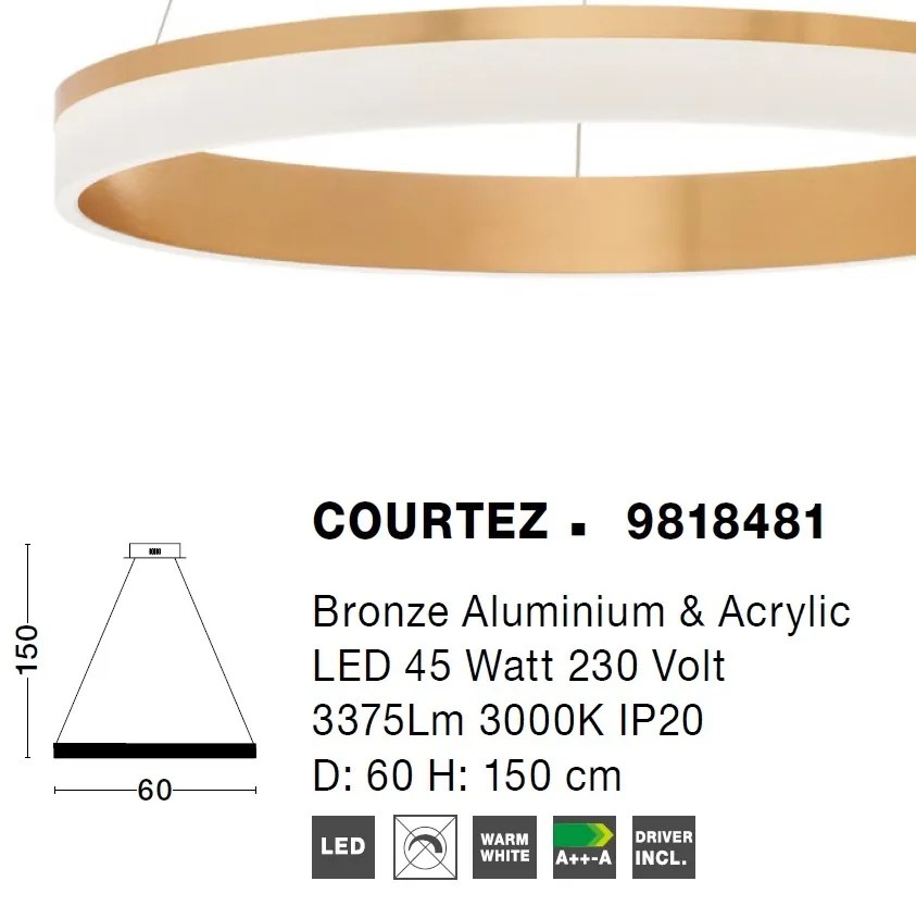 Lustra LED dimabila, design modern COURTEZ, 60cm