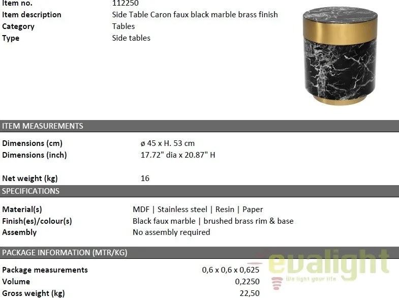 Masuta de cafea eleganta, design LUX Caron 112250 HZ