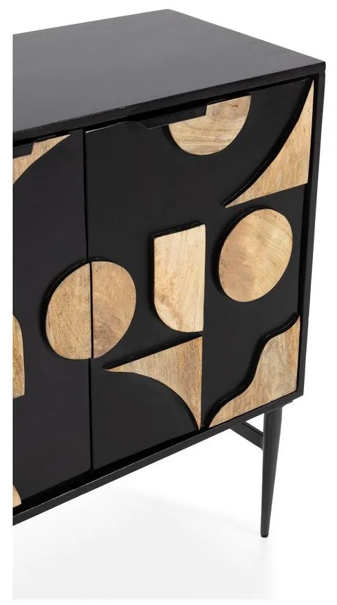 Comodă neagră din lemn de mango 175x90x40 cm Navya – MOME