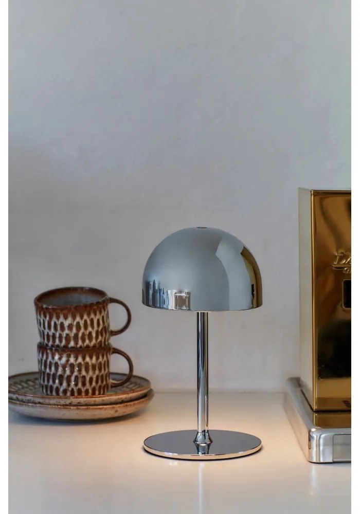 Veioză argintie LED cu control prin telecomandă cu abajur din metal (înălțime 22 cm) Tim – Sirius