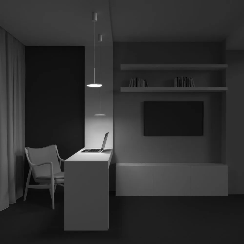 Lustra/Pendul LED iluminat design tehnic Plato D-18,5cm alb