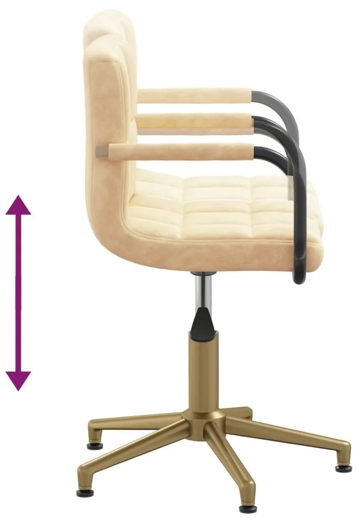 Scaun de birou pivotant, crem, catifea 1, Crem