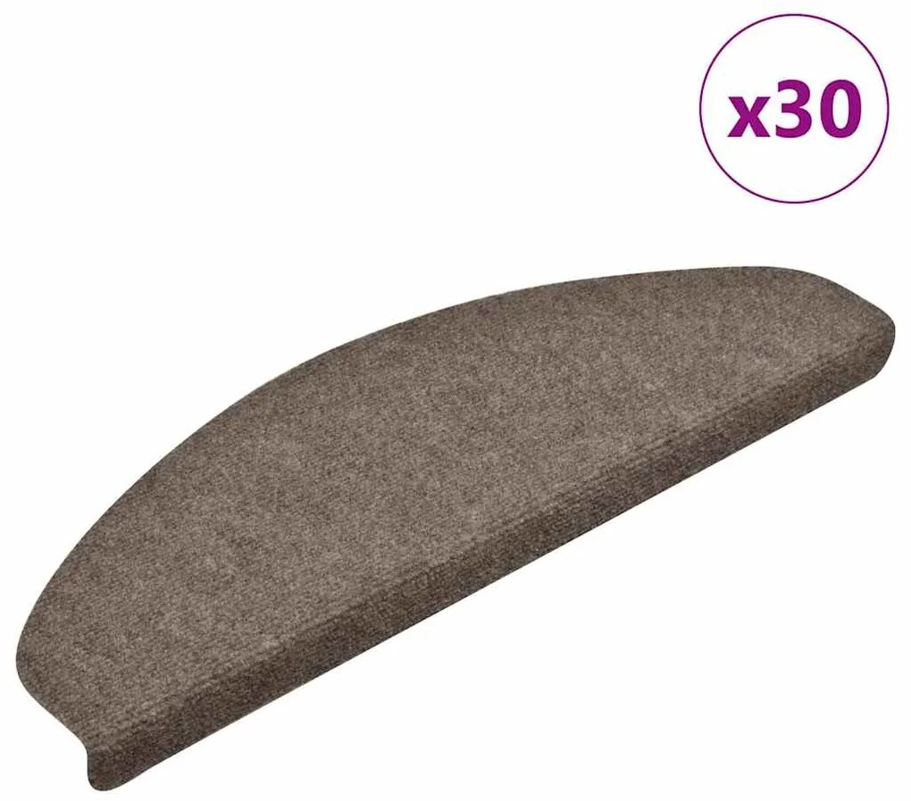 vidaXL Covorașe autoadezive pentru scări, 30 buc., 65x21x4 cm, bej, semirotunde, mari