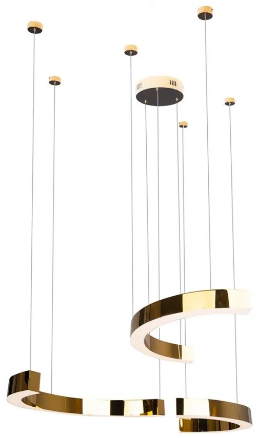 Lustra LED dimabila cu 3 pendule aurii suspendate LOTUS P0394 MX