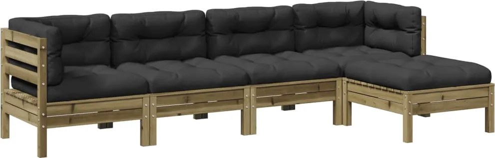 vidaXL Set mobilier de grădină cu perne, 5 piese, lemn de pin tratat