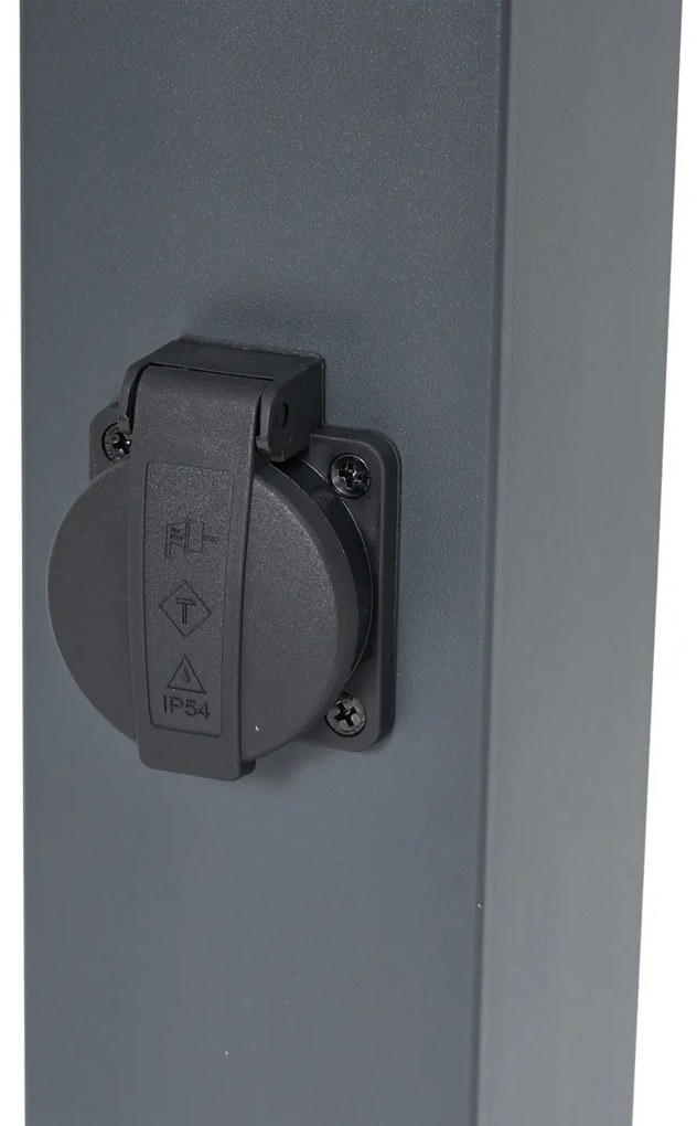 Lampă de exterior gri închis cu sticlă opal 80cm IP44 cu priză și senzor de mișcare - Malios