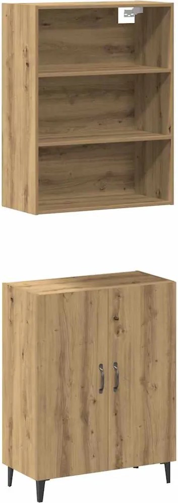 vidaXL Bufetă cu dulap de perete stejar artizanal lemn prelucrat