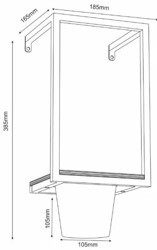 Ghiveci de flori de perete 38x18 cm negru