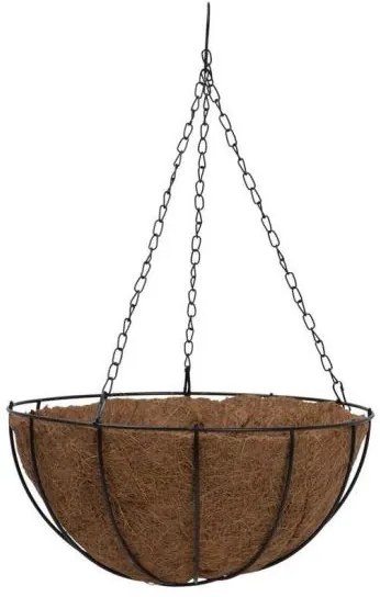 Ghiveci decorativ cu lant, rotund, nuca de cocos, 30x30x14 cm