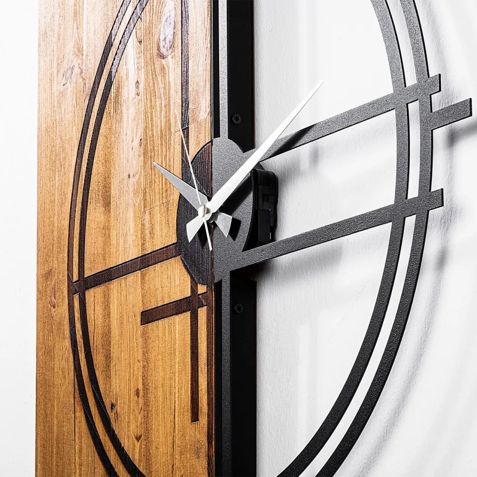 Ceas Decorativ de Perete Wooden Clock 38, Lemn / Metal