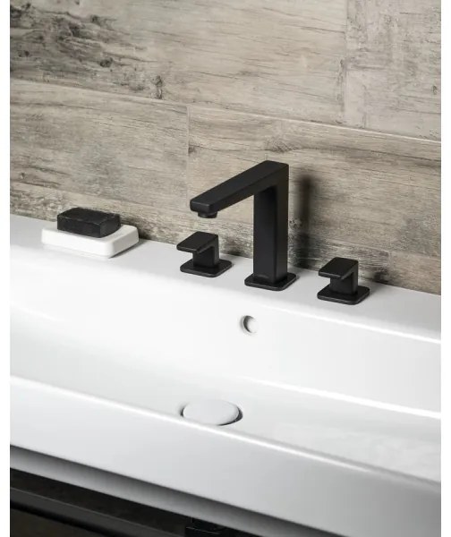 Sapho - Baterie pentru lavoar TURSI, montaj în 3 orificii, negru mat