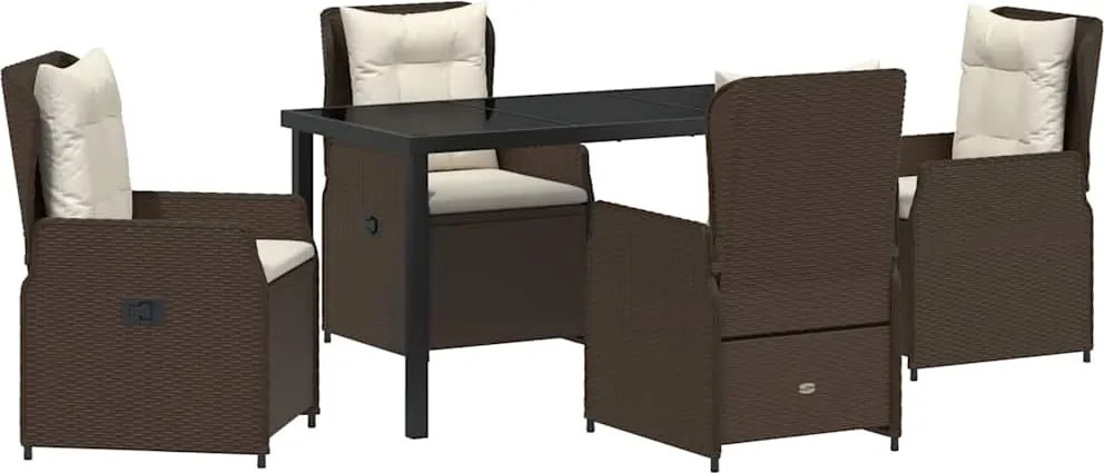 vidaXL Set de masă pentru grădină 5 pcs Maro poliratan