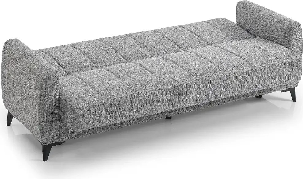 Canapea extensibila cu lada de depozitare living 215x85x90 cm – stofă, gri – Hilton