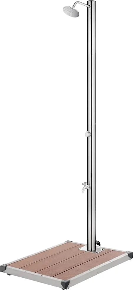 vidaXL Duș de grădină cu bază maro, 220 cm, oțel inoxidabil