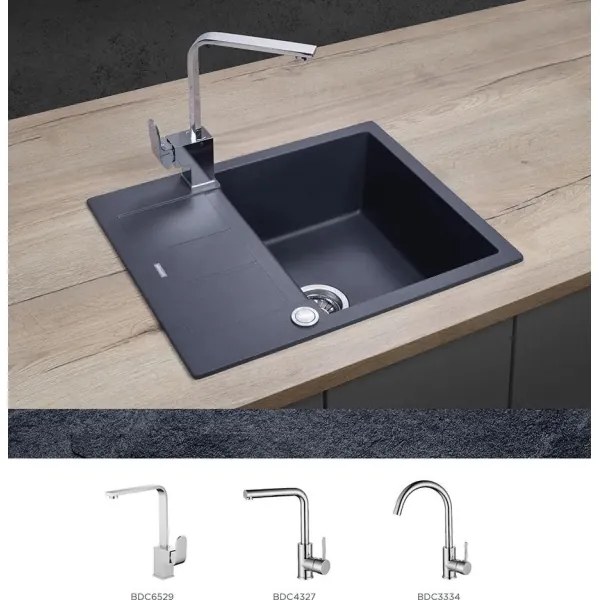 Chiuvetă de bucătărie CUBIS 50x62 cm granit/gri închis - Concept DG05C45DG