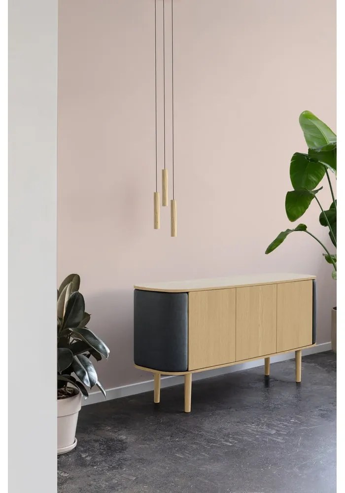 Comodă bej/în culoare naturală joasă cu aspect de lemn de stejar 150x75 cm Treasures – UMAGE