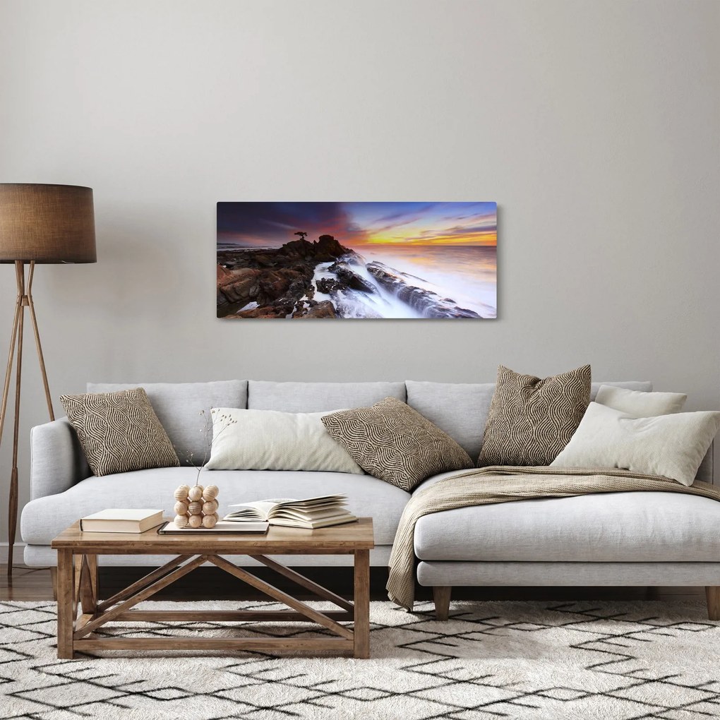 Tablou cu munți în ceață (120x50 cm)