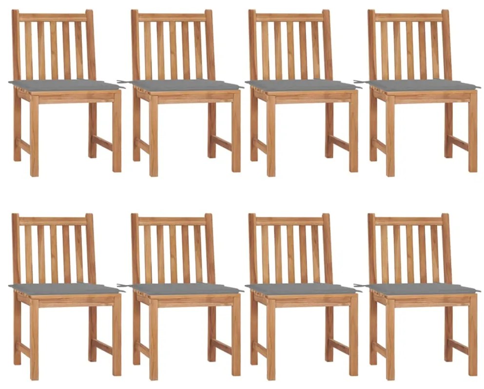 vidaXL Scaune de grădină cu perne, 8 buc., lemn masiv de tec