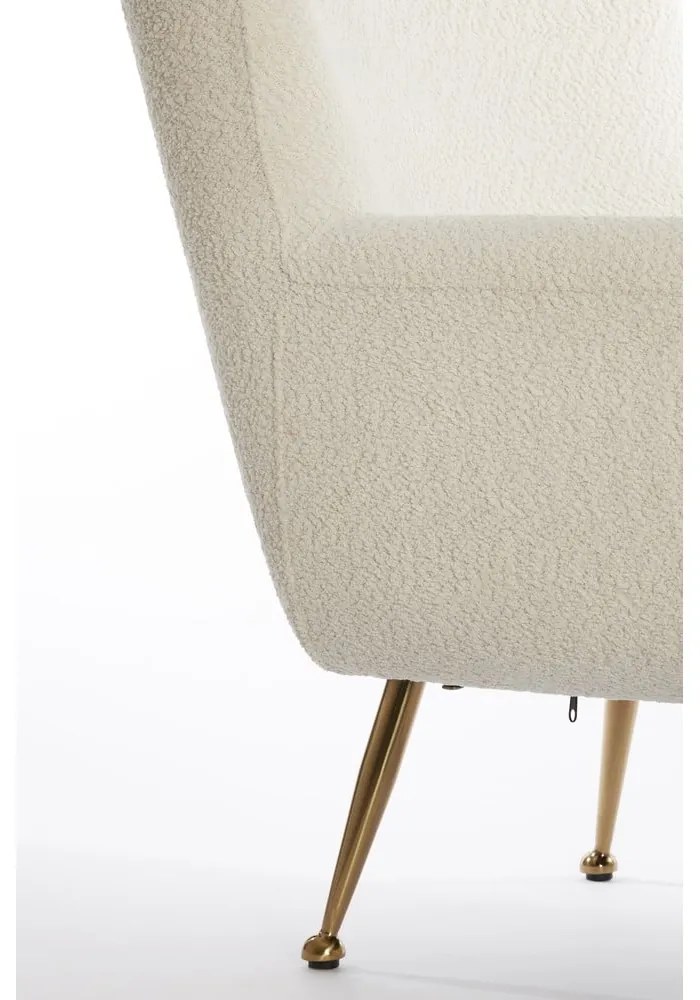 Fotoliu crem cu tapițerie din țesătură bouclé Vinstra – Light &amp; Living