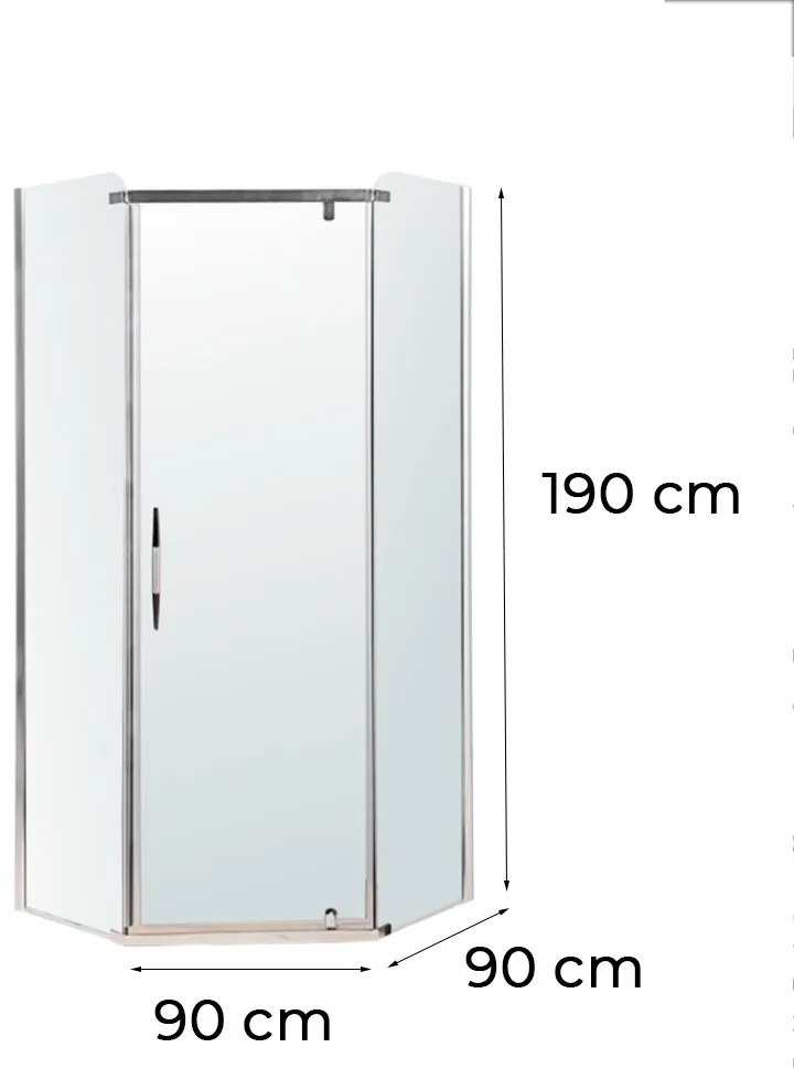 Celtic 90x90 cm cabină de duș pentagonală fără tavă