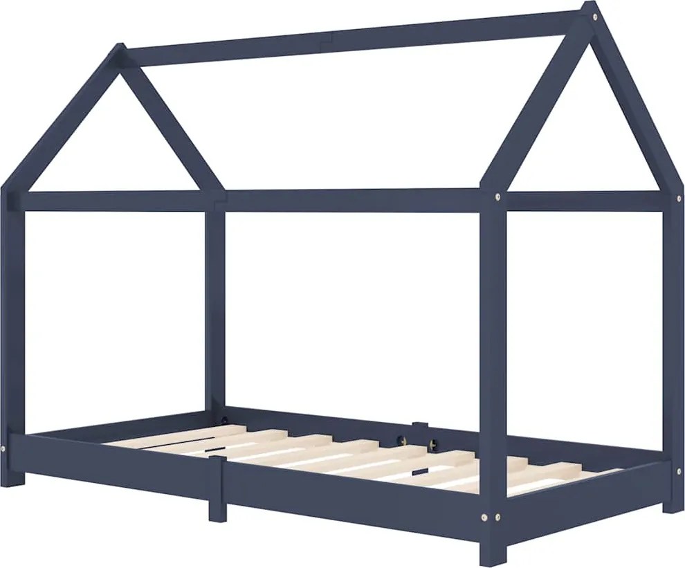 vidaXL Cadru pat de copii, gri, 70 x 140 cm, lemn masiv de pin