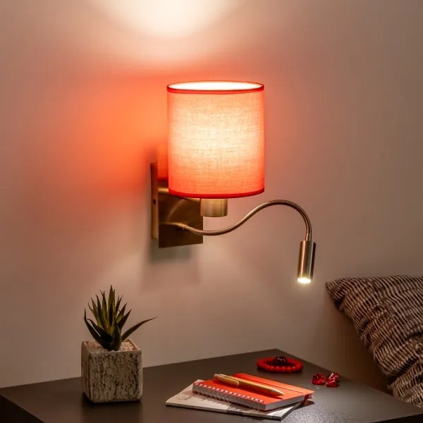 Lampă LED de perete Brilagi NUBILA 1xE27/25W/230V + LED/3W alamă/roșu
