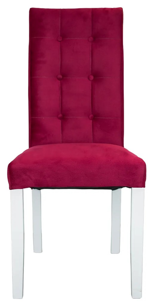 Scaun living TEO LUX, lemn alb, rosu, 46x46x97 cm