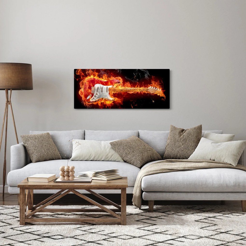 Tablou - Gtara în flăcări (120x50 cm)