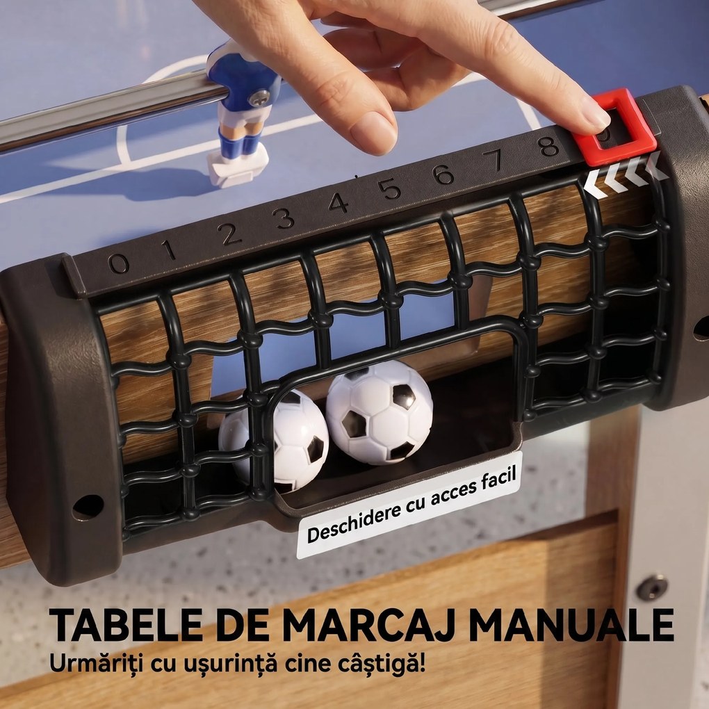 SPORTNOW Fotbal de Masă: Mini Masă de 89 cm, 2 Indicatoare Manuale de Scor, Mov | Aosom Romania