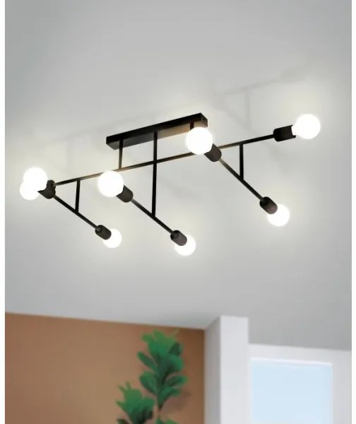 Eglo 98035 - Lustră aplicată BELSIANA 8xE27/40W/230V negru