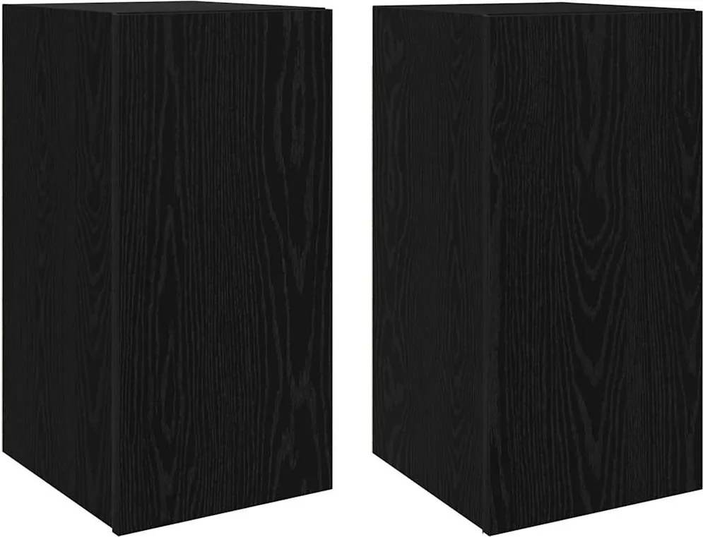 vidaXL Dulap pentru TV pe Perete 2 pcs Stejar Negru 30,5 x 30 x 60 cm