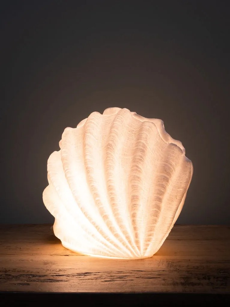 Lampa de masa, alba, din rasina, Shell