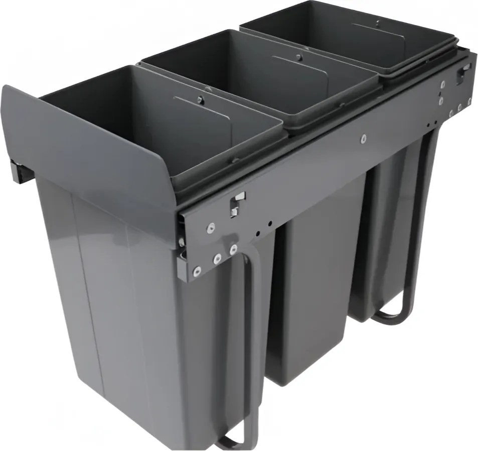 Cos gunoi incorporabil GTV Practi Eco, colectare selectiva, pentru corp de 300 mm, gri antracit, 3 x 10 l Plastic, Gri antracit, L:282 mm; A:500 mm;