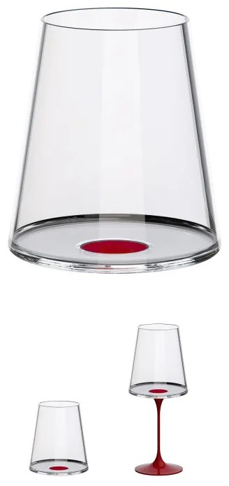 Set 2 pahare de cristal Trebonn SplitGlass 2025111, 450 ml, Ø9.2x10.5 cm, Posibilitate atasare picior, Rosu