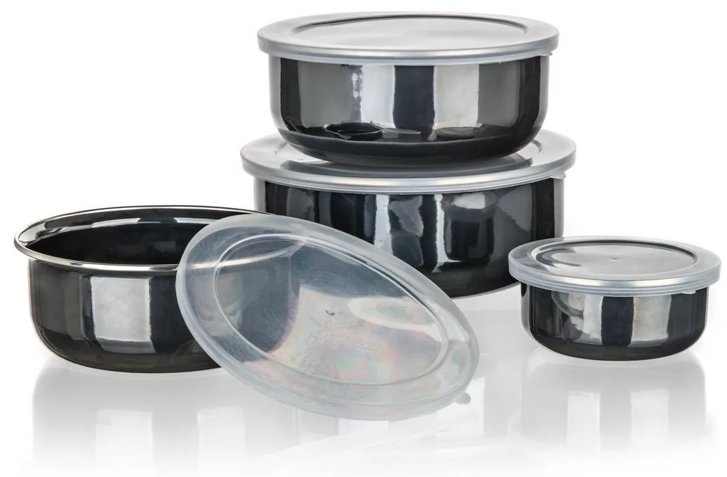 Set de boluri emailate Banquet METALLIC Black, 8bucăți