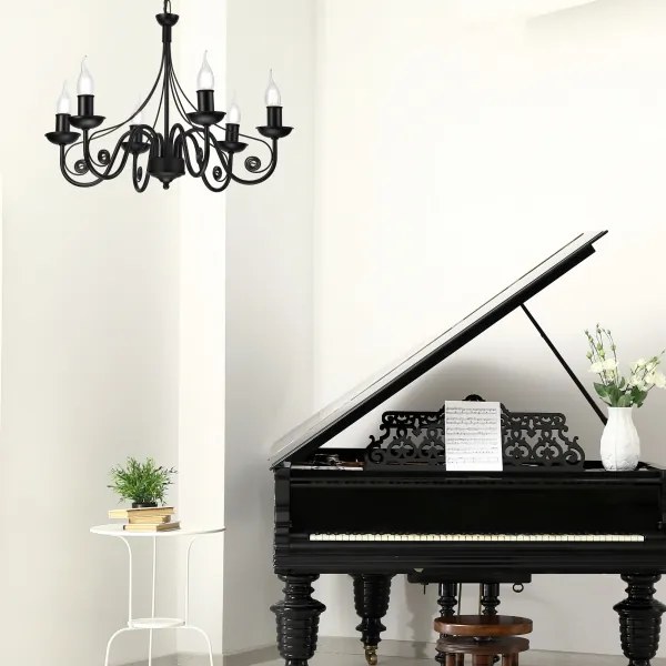 Lustră pe lanț DONATO 6xE14/40W/230V negru