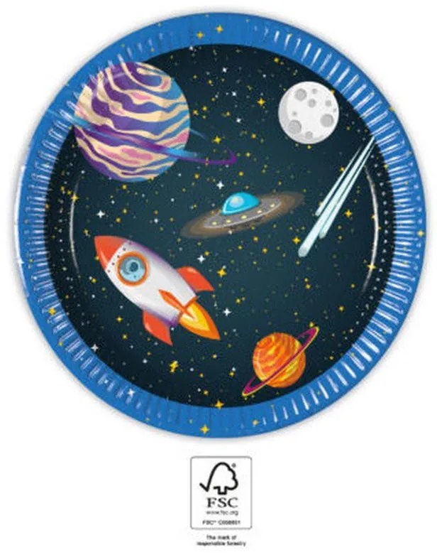 Spațiu Rocket Space Farfurie de hârtie 8 bucăți 20 cm FSC