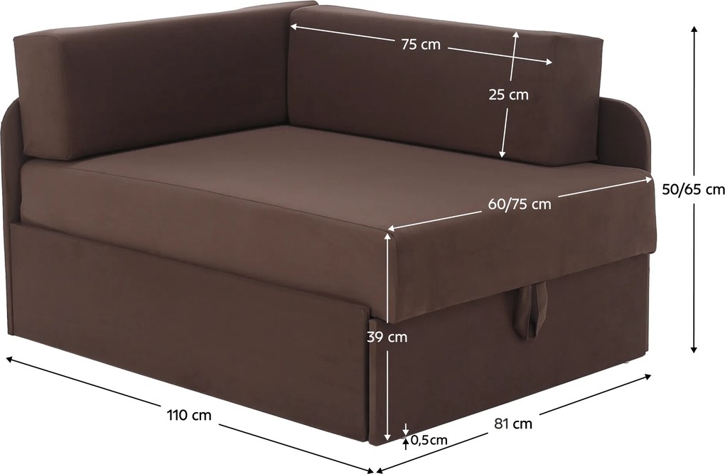Canapea extensibilă, maro Taupe, MONTES UNI