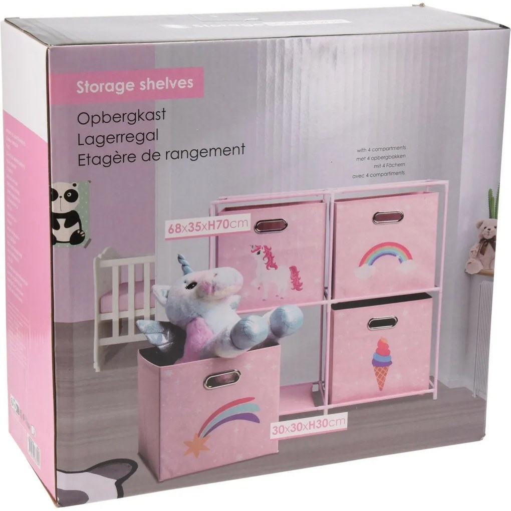 Dulap pentru copii Storage Solutions cu 4cutii de depozitare, 68 x 35 x 70 cm