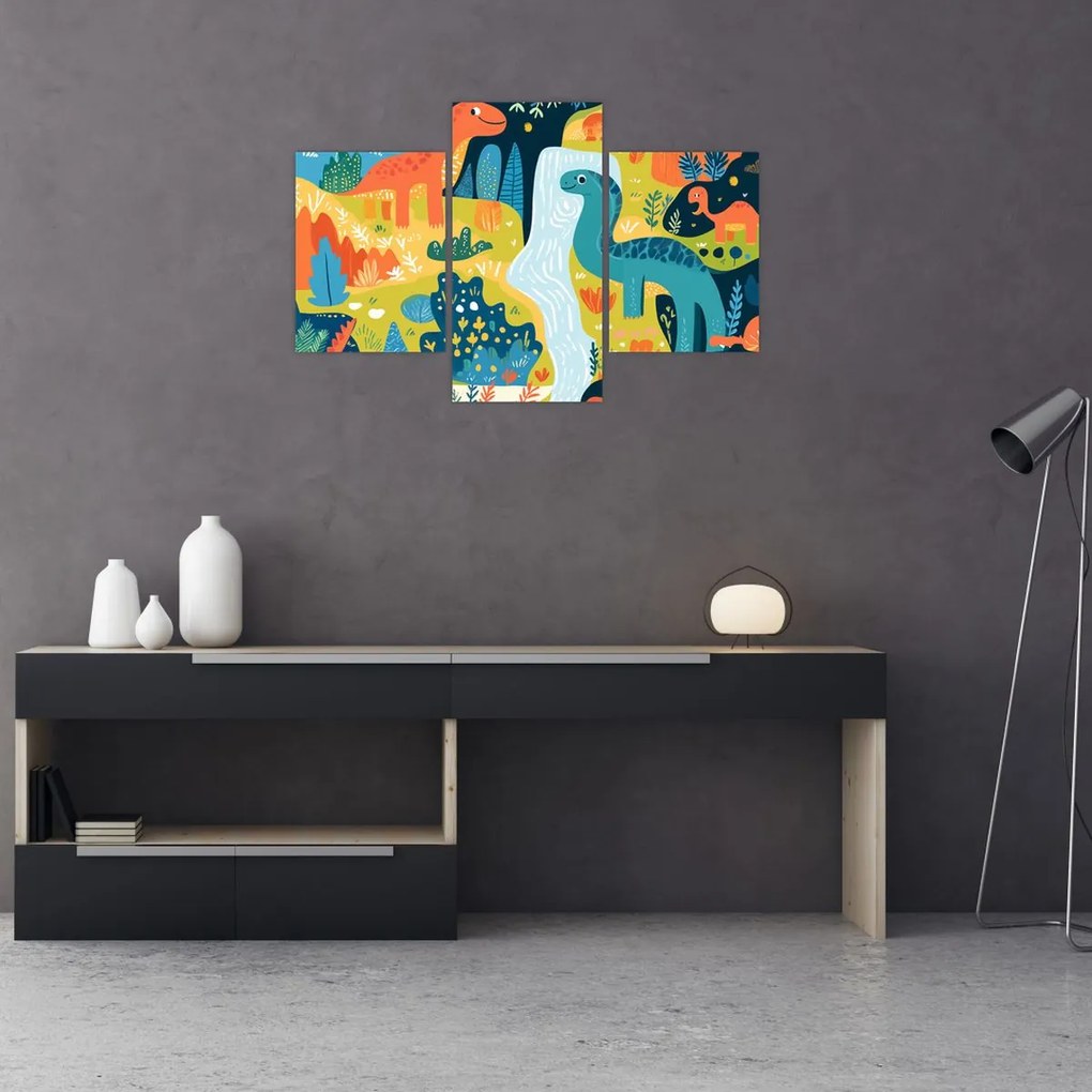 Tablou - Dinozauri veseli (90x60 cm)