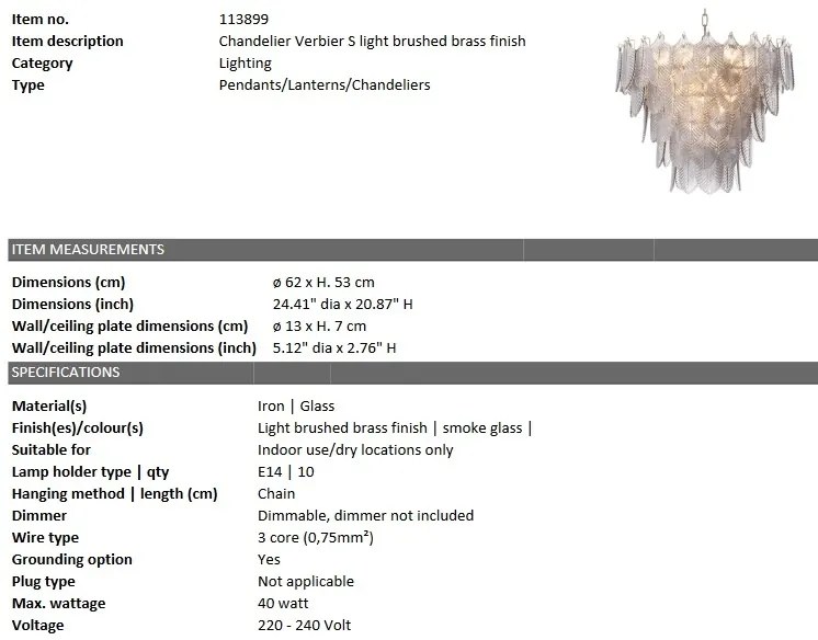 Candelabru elegant design LUX Verbier S, sticla fumurie 113899 HZ