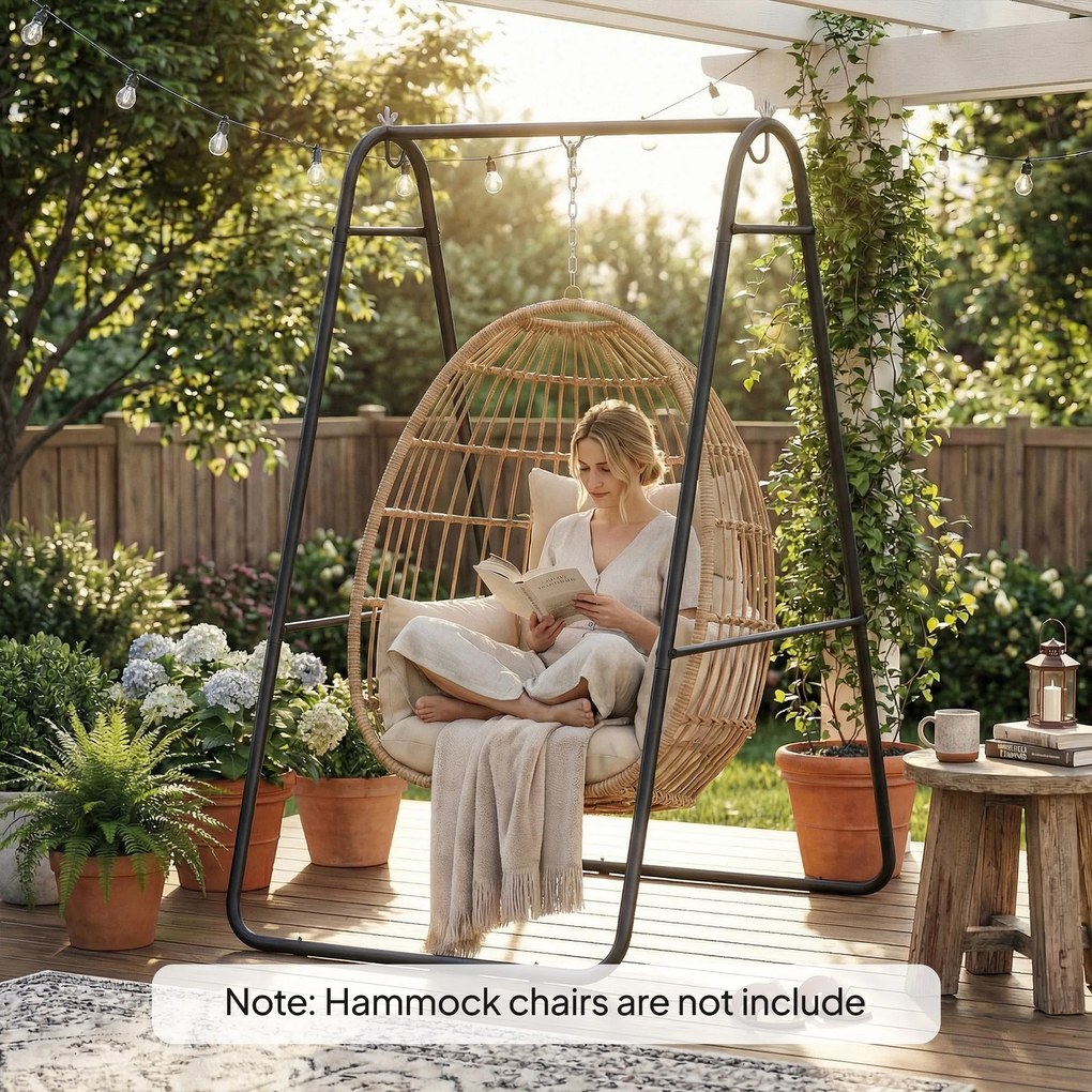 Outsunny Suport fotoliu suspendat, capacitate 150 kg, pentru interior și exterior, Negru | Aosom Romania